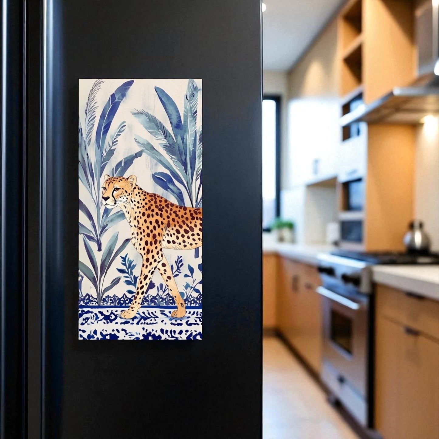 Magnetic Notepad Jungle Coast Cheetah Walking - Navy Blue