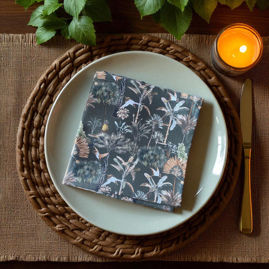 Set 2 Exotic Palm Napkin - Emerald Green
