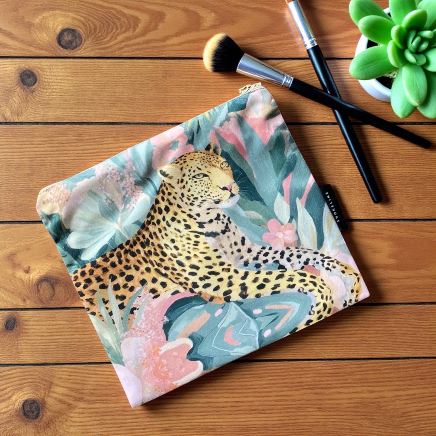 Summer Haze Cheetah Jungle Toiletry Bag - Muted Pastel