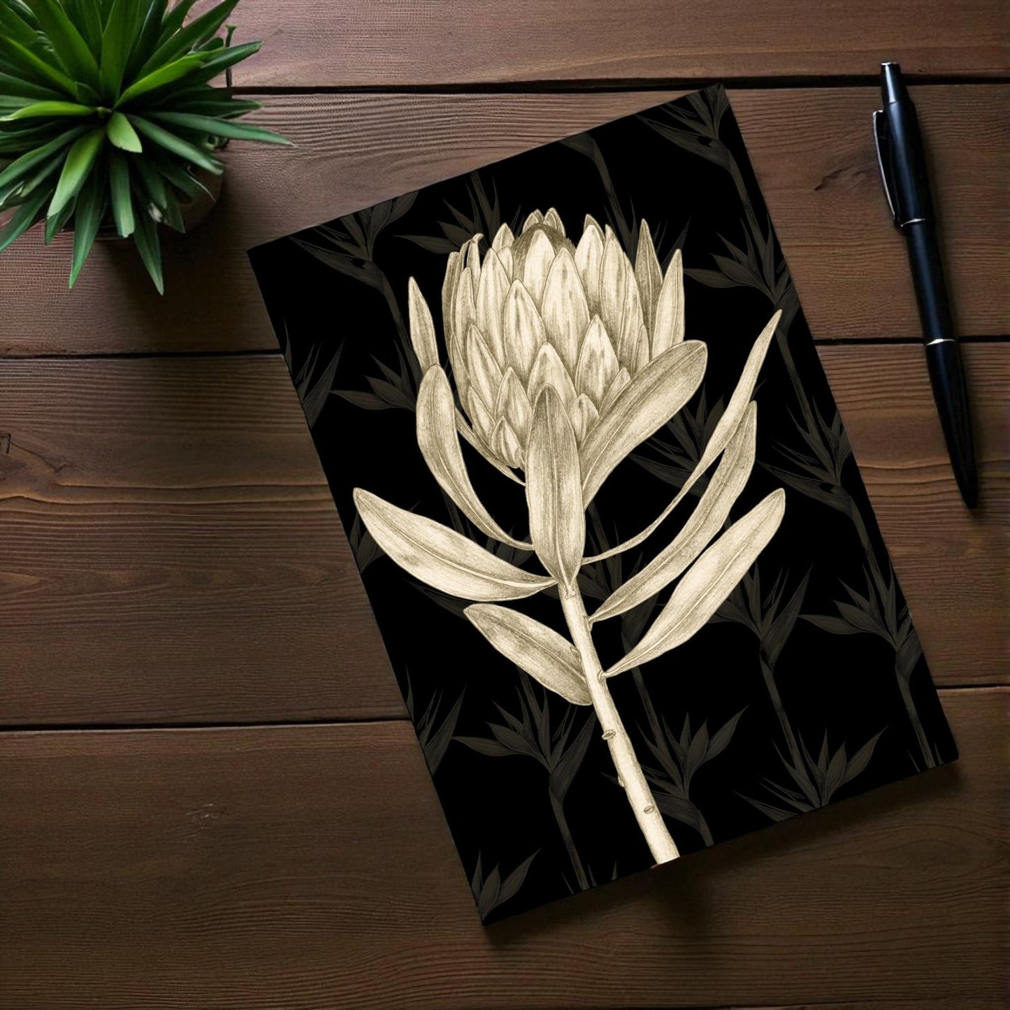 Notebook Safari Luxe Protea - Black