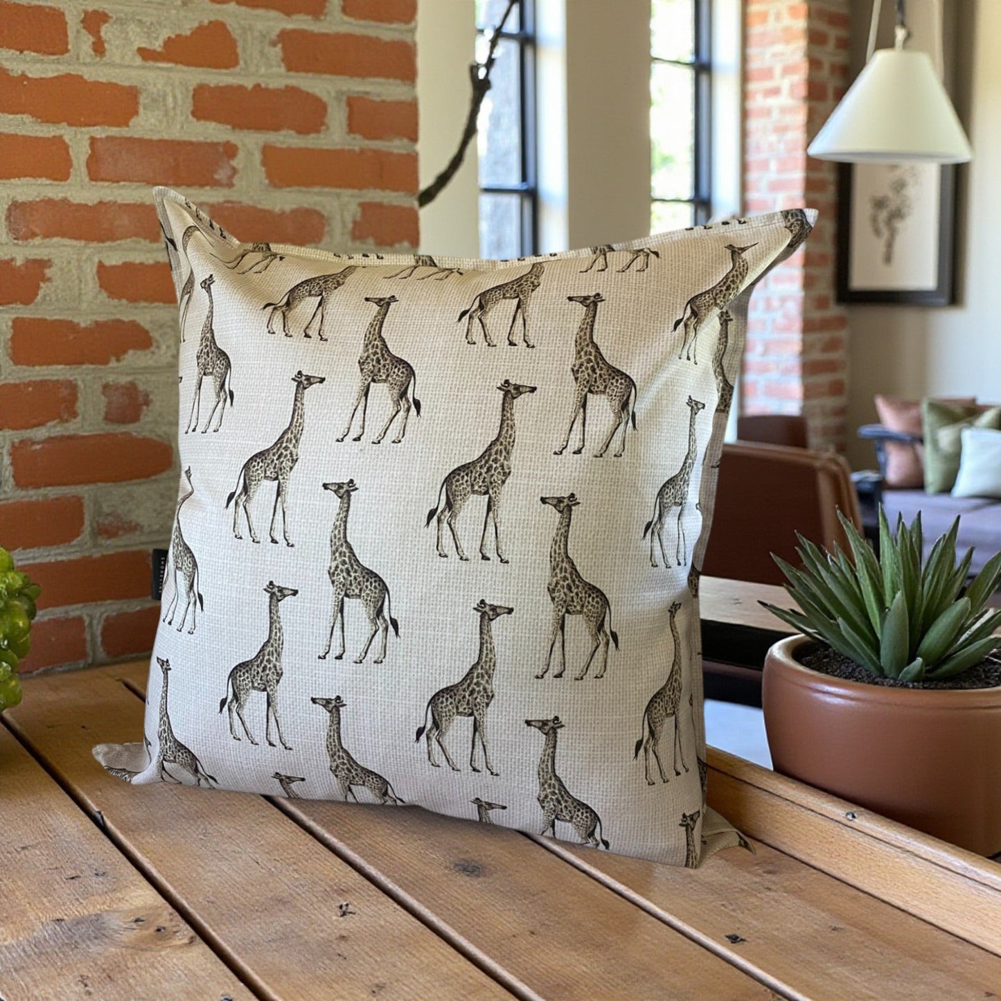 Safari Luxe Giraffe Pattern Cushion Cover - Natural