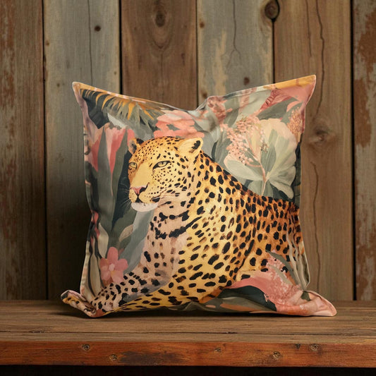 Summer Haze Cheetah Jungle Cushion Cover - Muted Pastel