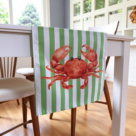 Cabana Stripe Crab Table Runner - Green