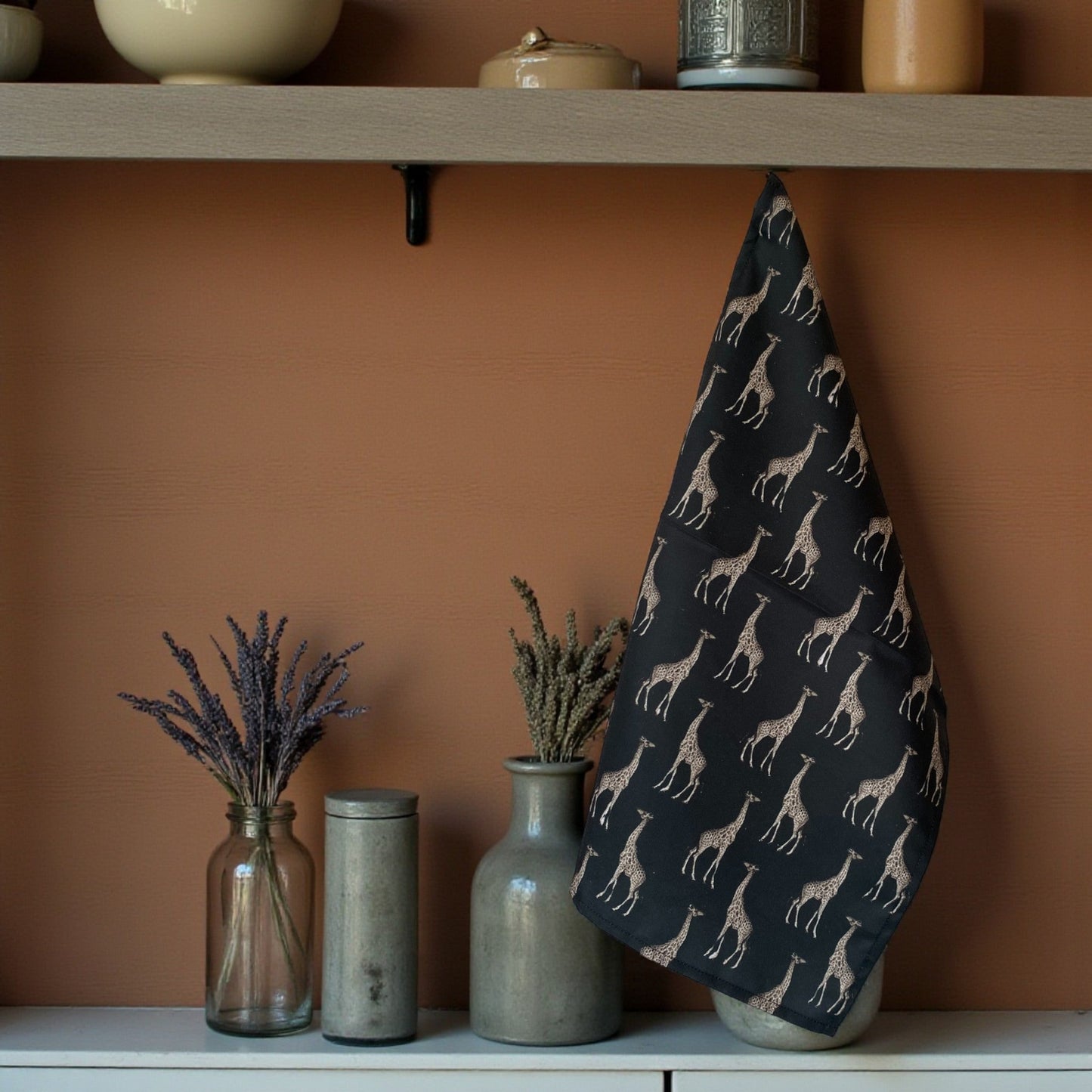 Safari Luxe Giraffe Pattern Tea Towel - Dark Golden