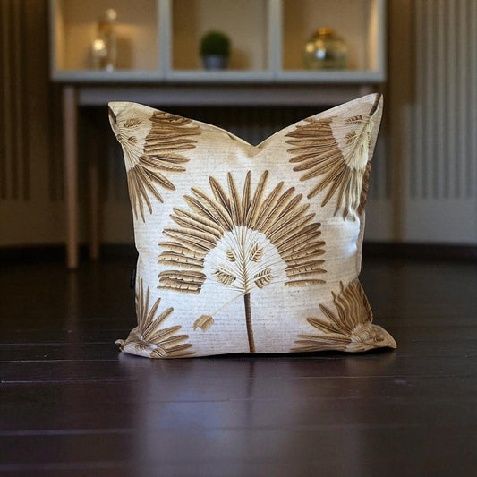 Exotic Golden Palm Grove Cushion Cover - Natural
