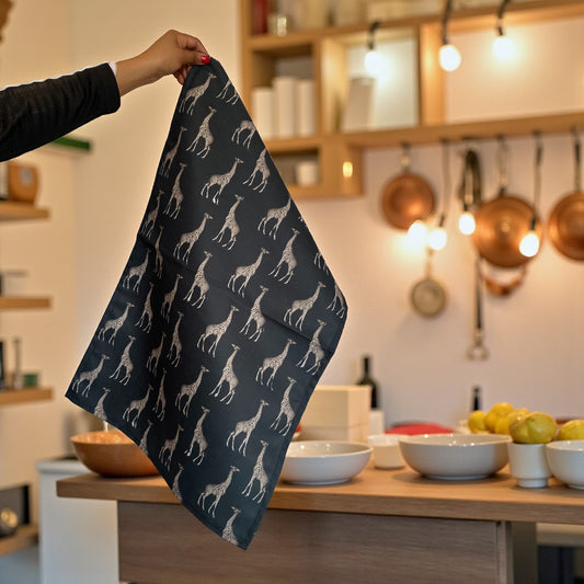 Safari Luxe Giraffe Pattern Tea Towel - Dark Golden