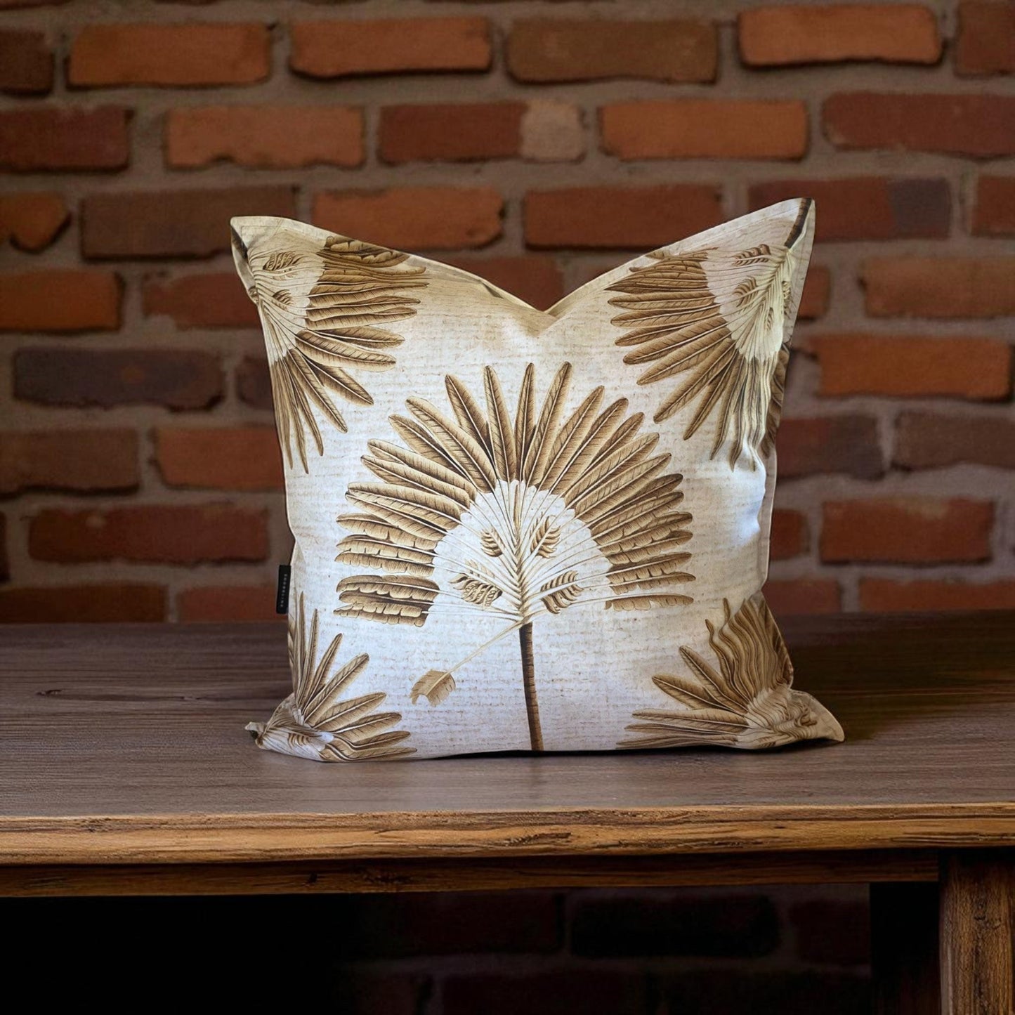 Exotic Golden Palm Grove Cushion Cover - Natural