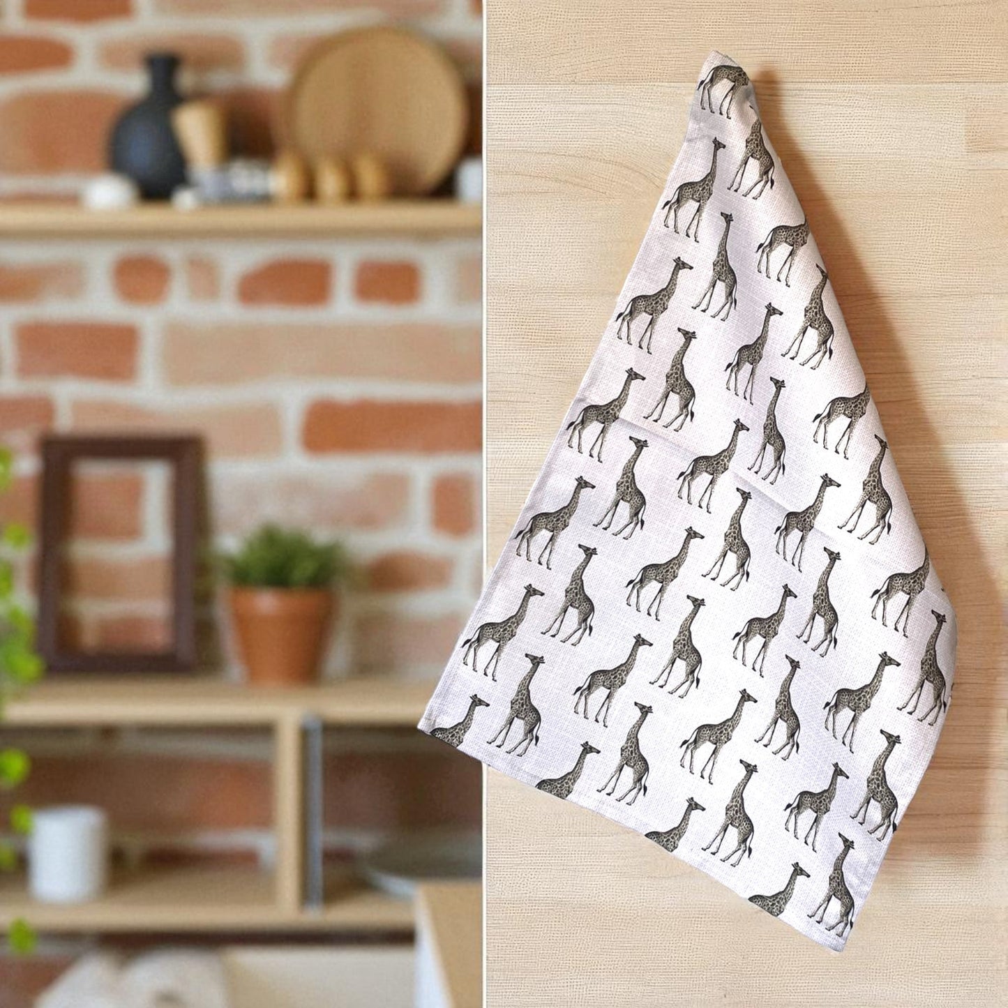 Safari Luxe Giraffe Tea Towel - Natural