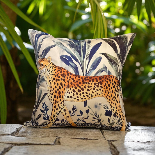 Jungle Coast Cheetah Walking Cushion Cover - Navy Blue