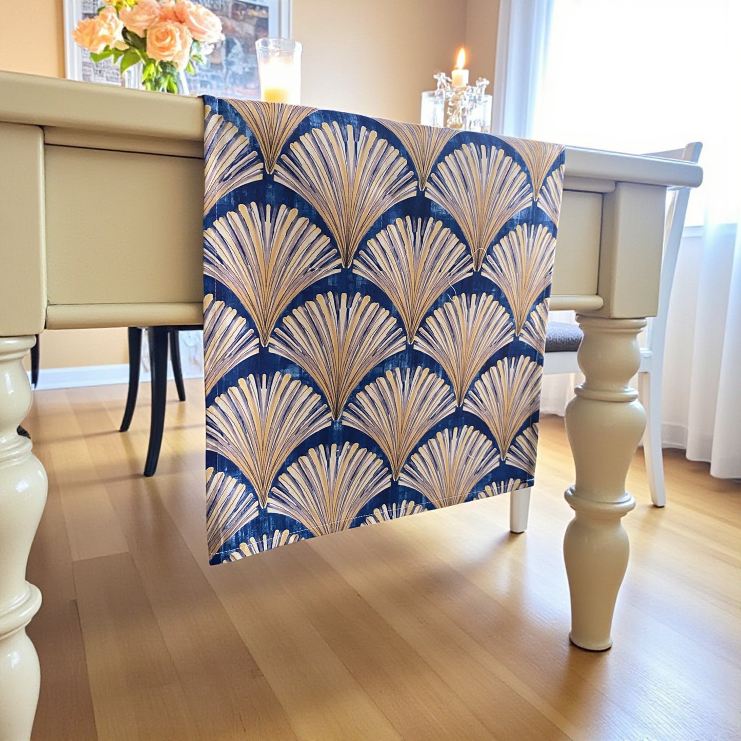 Jungle Coast Art Deco Table Runner - Navy