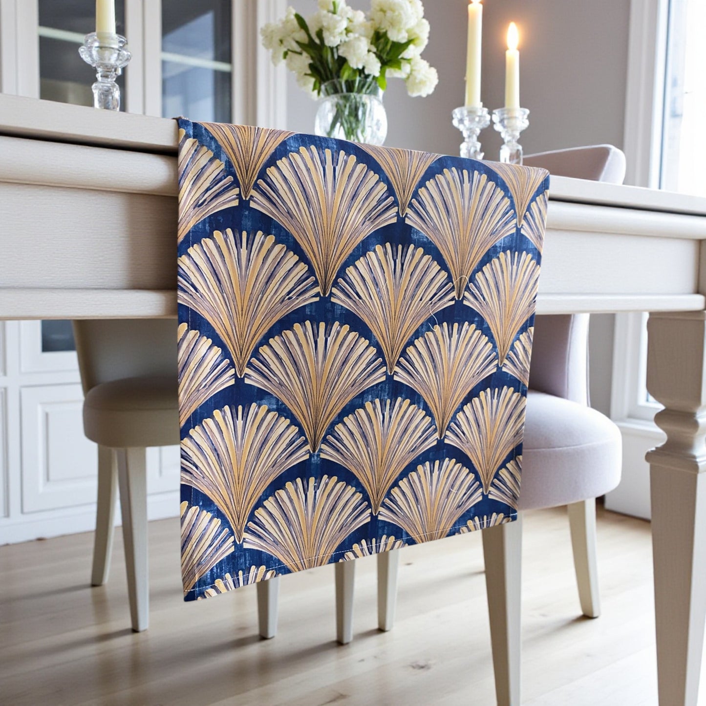 Jungle Coast Art Deco Table Runner - Navy