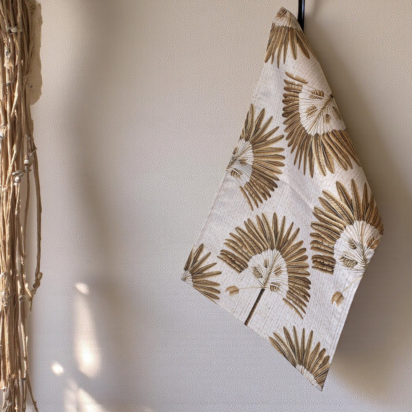 Exotic Golden Palm Grove Tea Towel - Natural