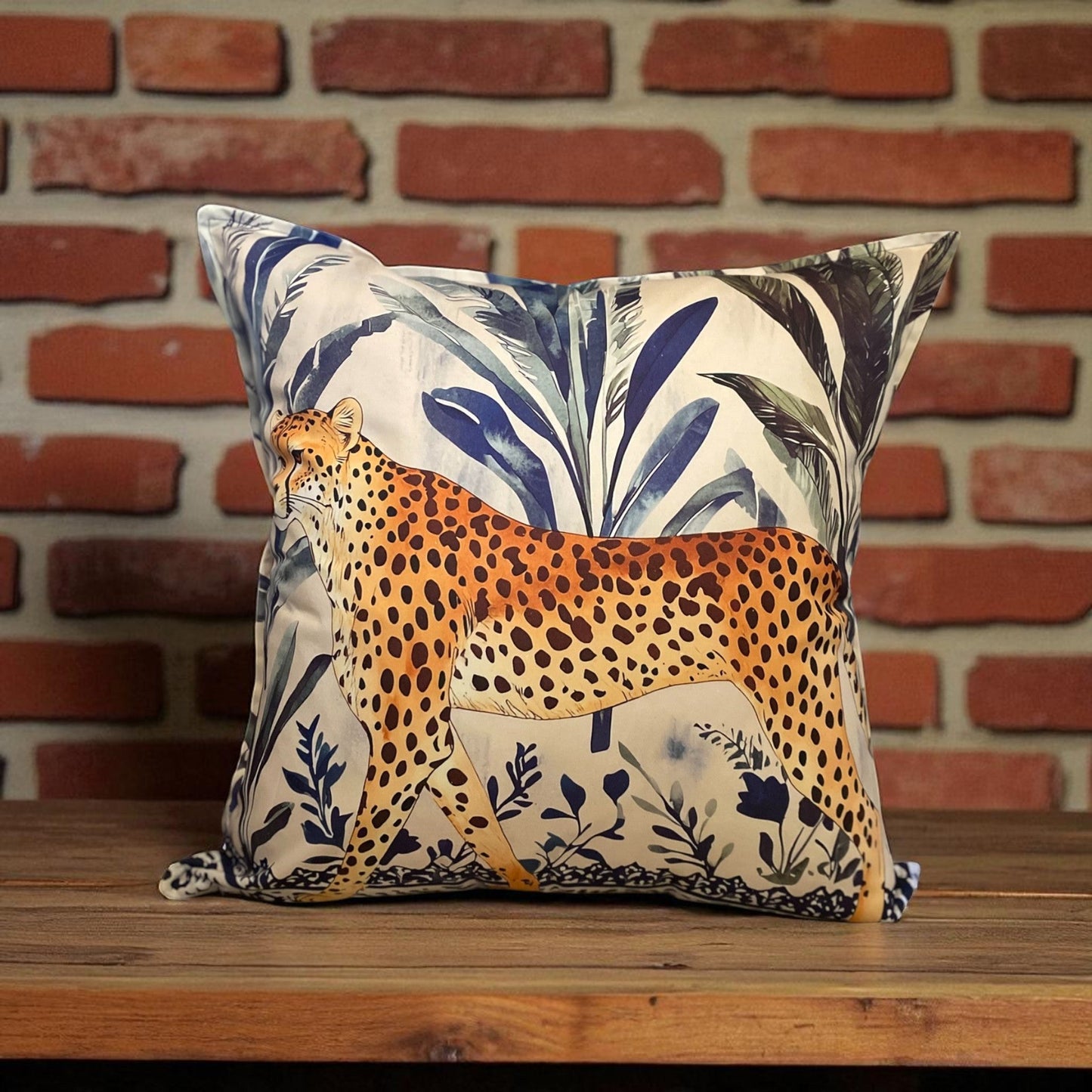 Jungle Coast Cheetah Walking Cushion Cover - Navy Blue