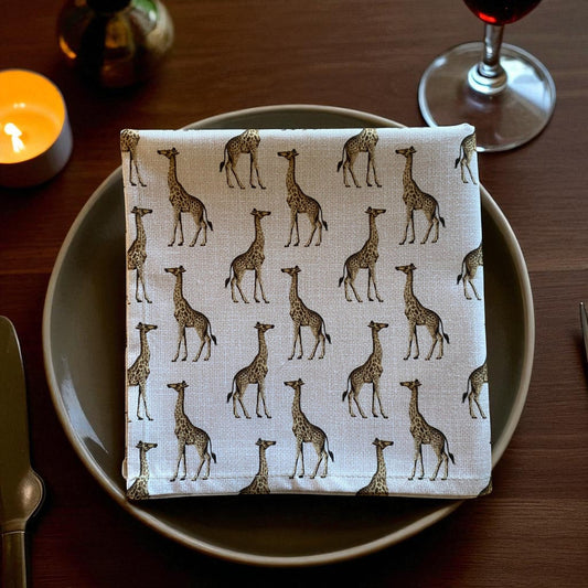 Set 2 Safari Luxe Giraffe Fabric Napkin - Natural