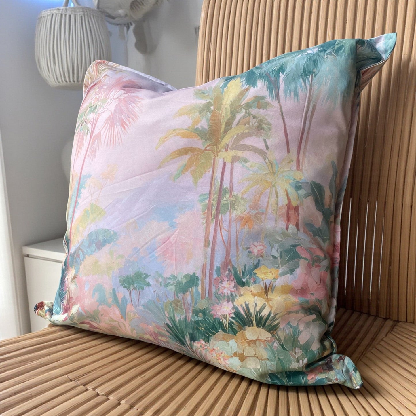 Summer Haze Jungle Landscape Cushion Cover - Muted Pastel
