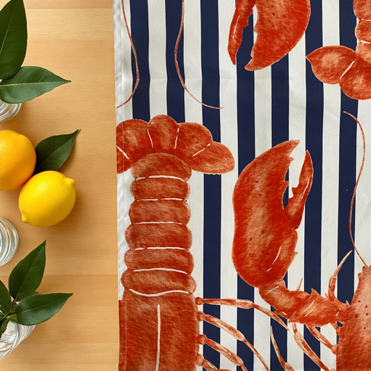 Cabana Stripe Lobster Table Runner - Blue