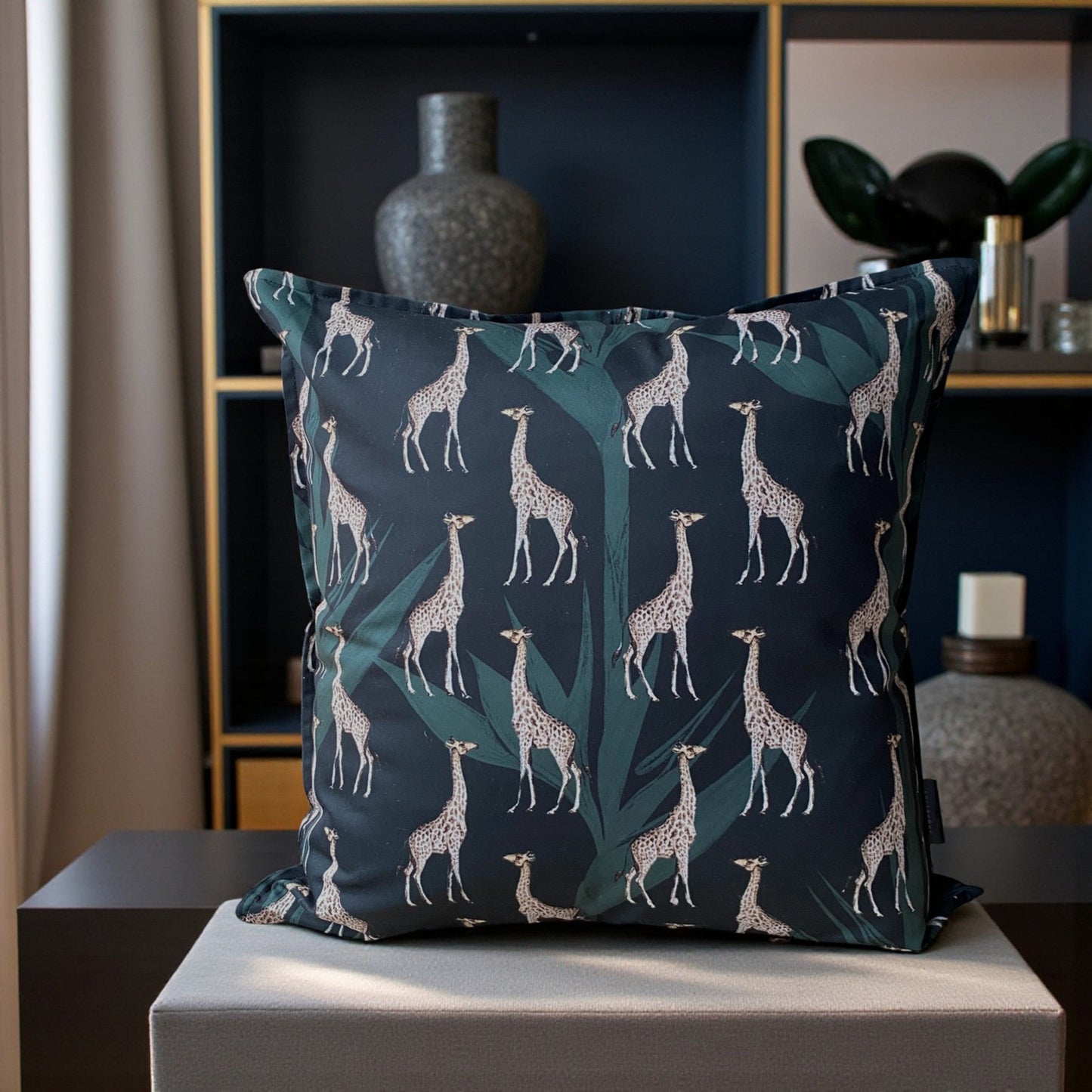 Safari Luxe Giraffe Cushion Cover - Dark Golden