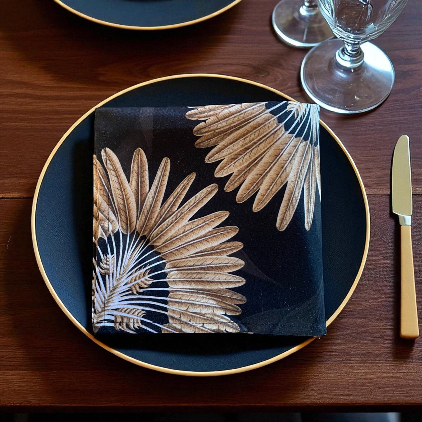 Set 2 Safari Luxe Palm Grove Fabric Napkin - Dark Golden