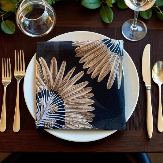 Set 2 Safari Luxe Palm Grove Fabric Napkin - Dark Golden