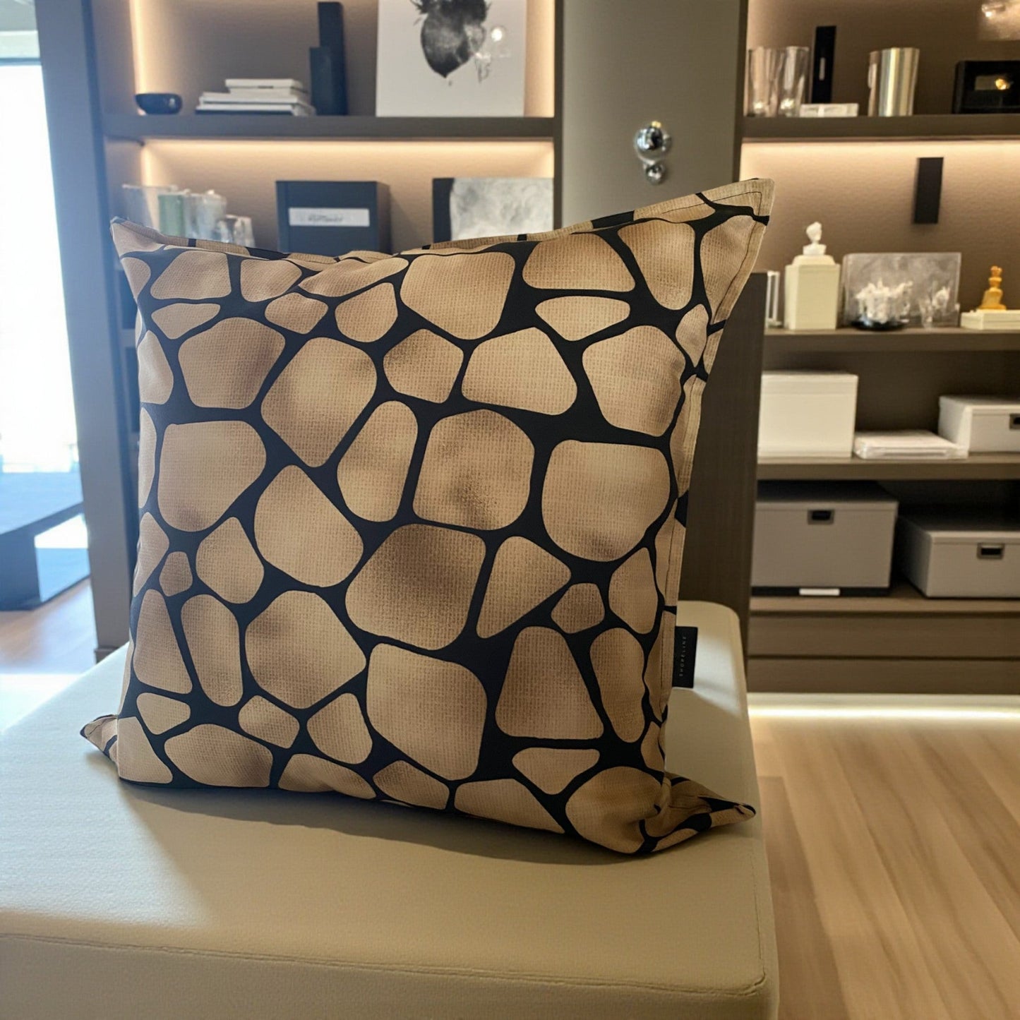 Safari Luxe Textured Giraffe Hide Cushion Cover - Dark Golden