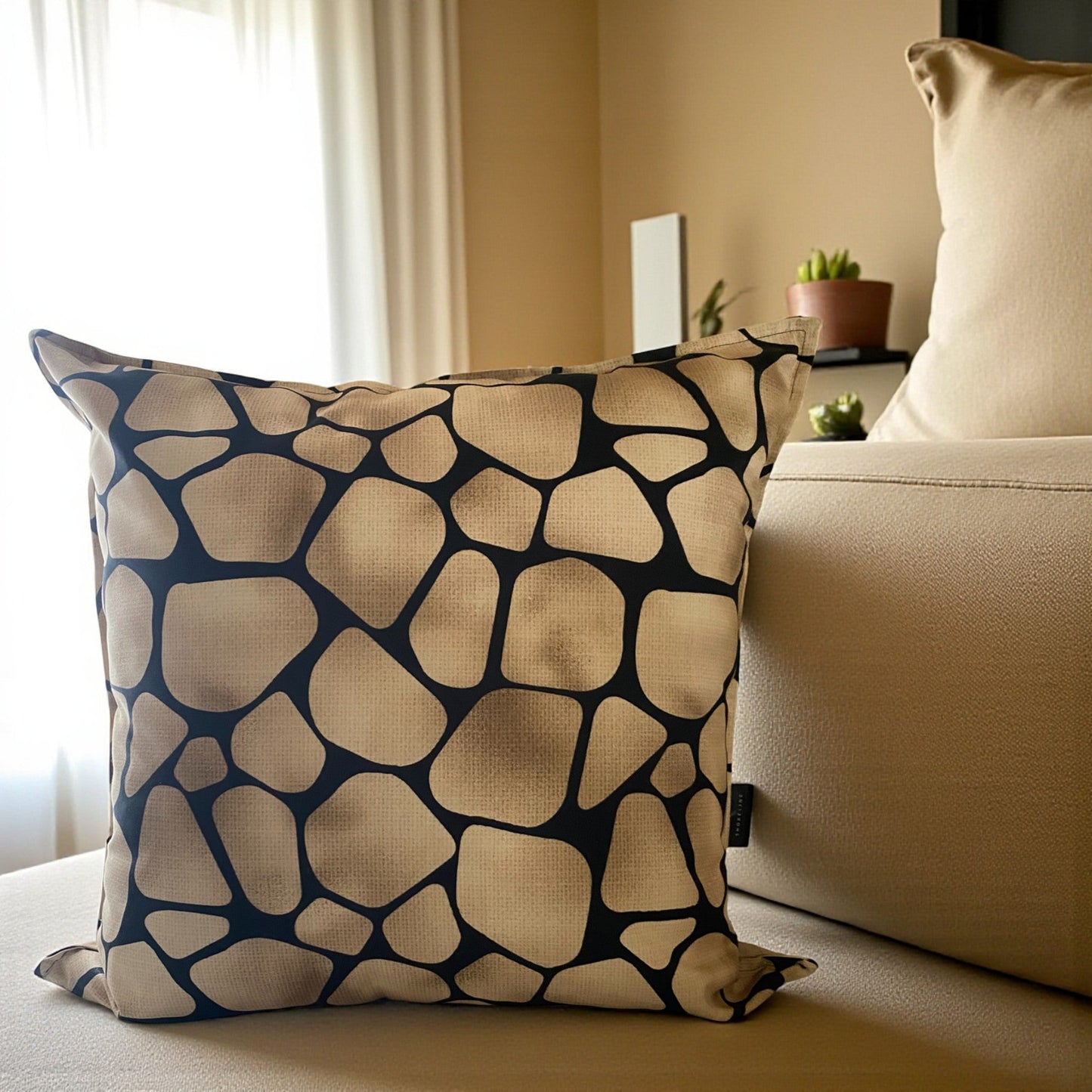 Safari Luxe Textured Giraffe Hide Cushion Cover - Dark Golden