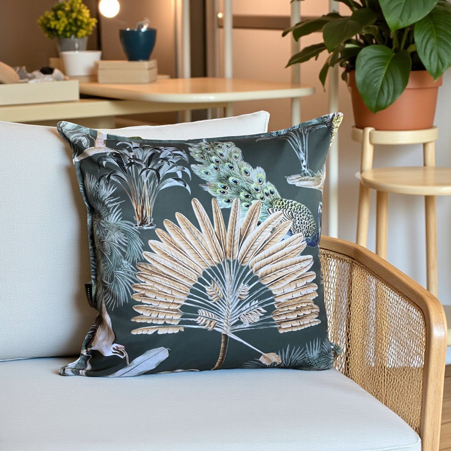 Exotic Palm Cushion Cover - Emerald Green