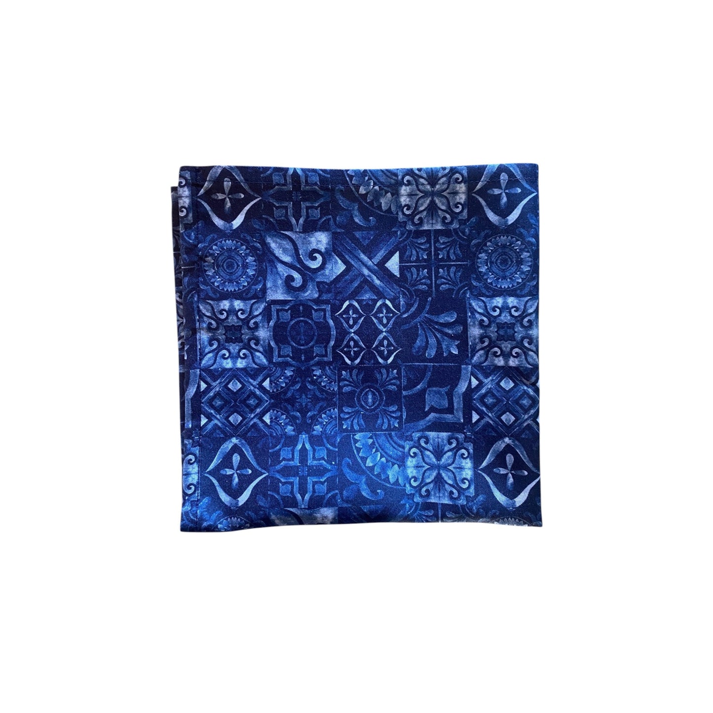 Set 2 Jungle Coast Mediterranean Tiles Napkin - Navy Blue