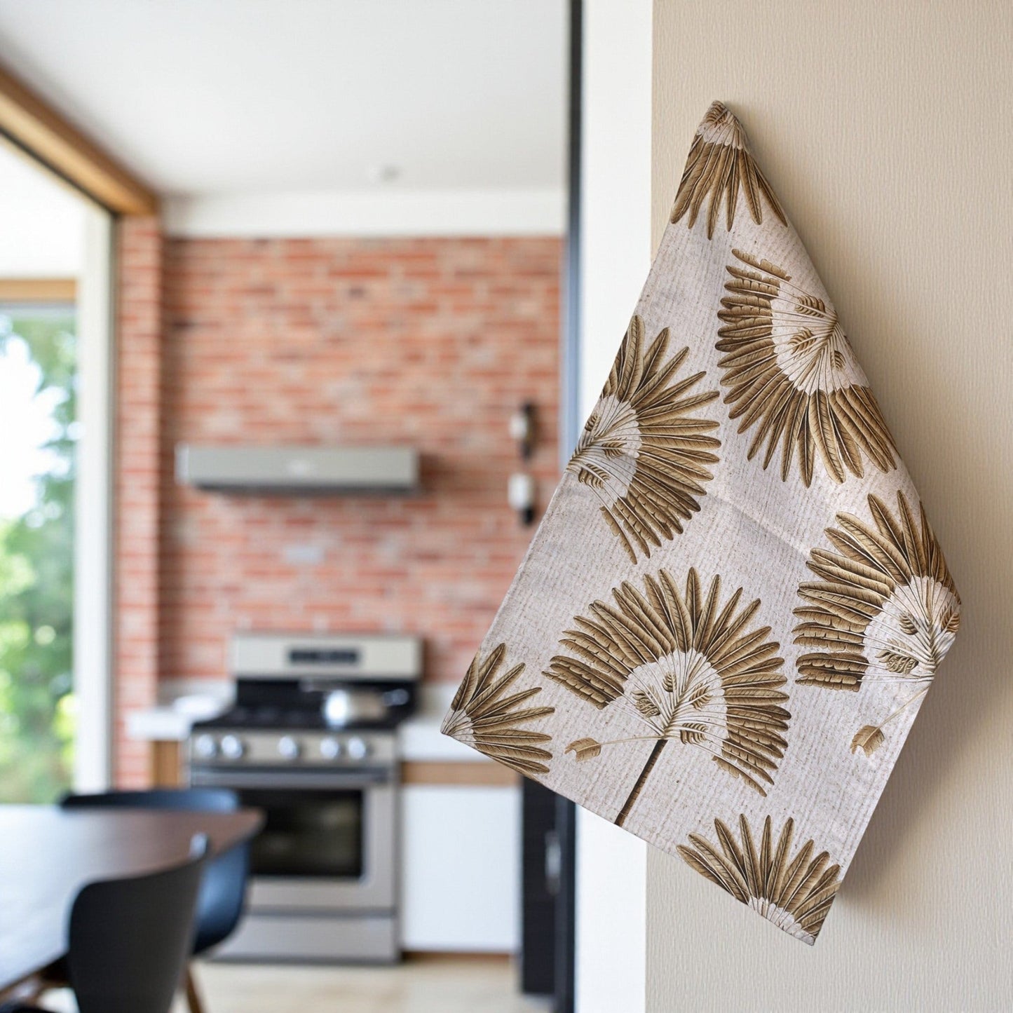 Exotic Golden Palm Grove Tea Towel - Natural