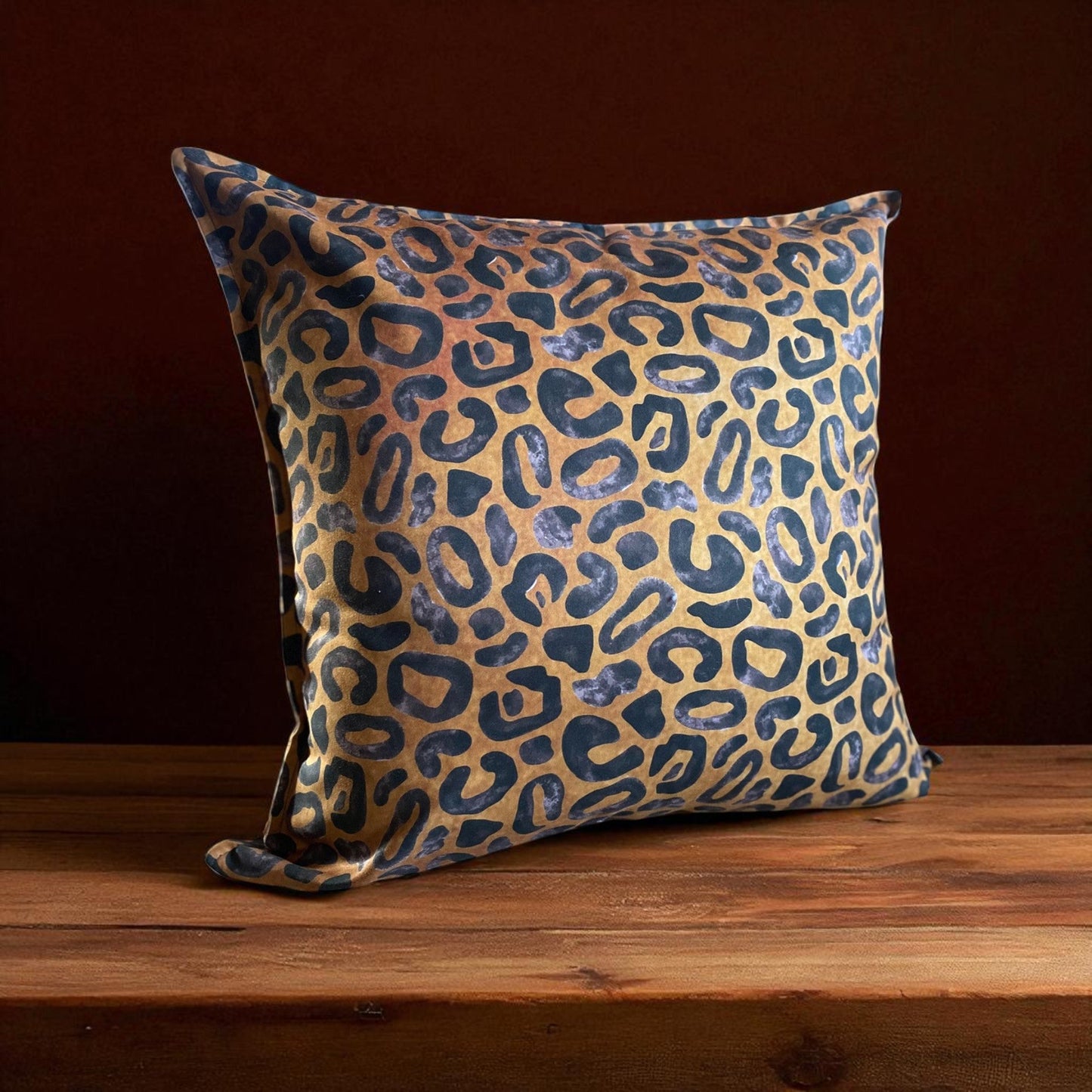 Safari Luxe Watercolour Leopard Print  Cushion Cover - Rust