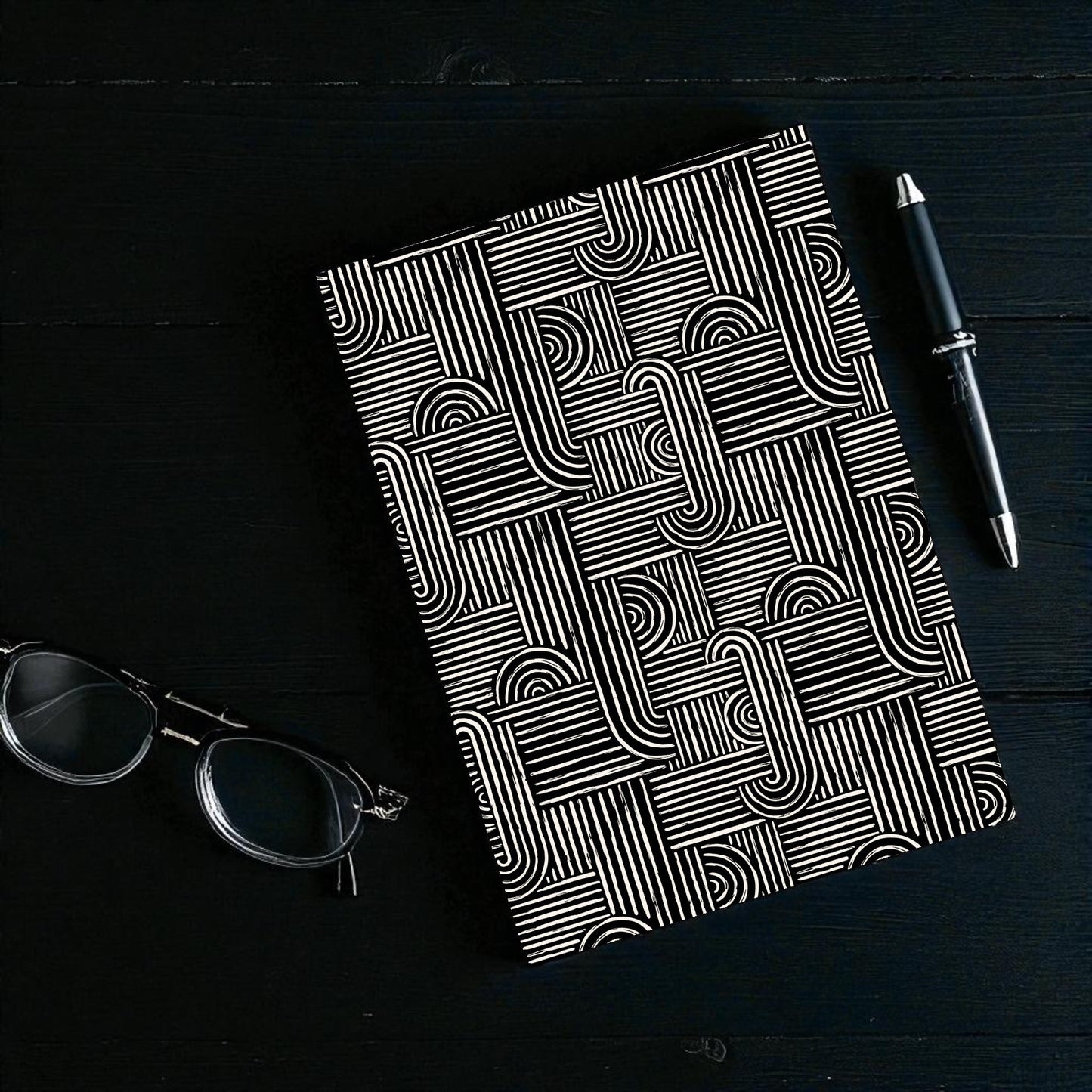 Notebook Safari Luxe Art Deco Geometric - Black