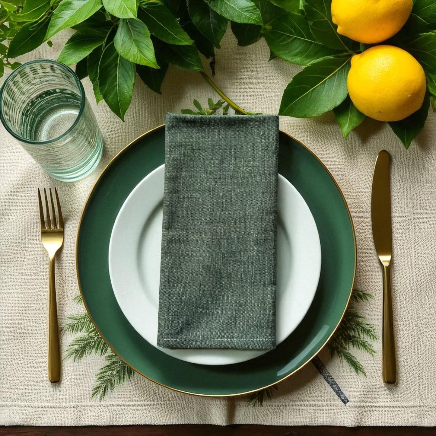 Set 2 Exotic Opulence Napkin Solid Colour - Emerald Green