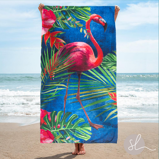 Shoreline Flamingo Bliss Microfiber Standard Beach Towel